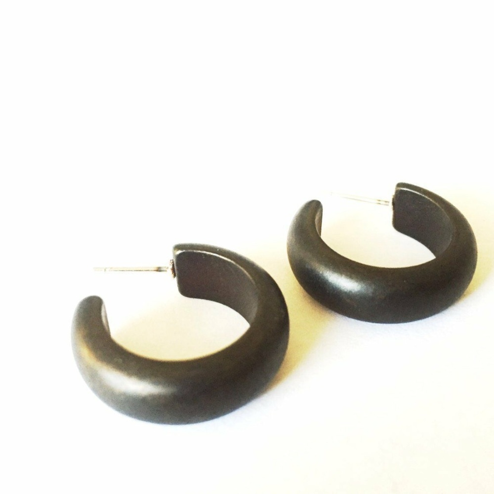 Black Matte Small Simple Lucite Hoop Earrings